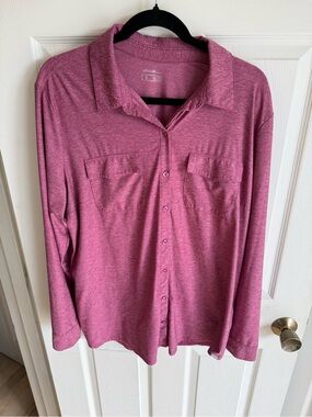 Eddie Bauer Women’s  Button-Down Shirt in Heathered Rose-Soft